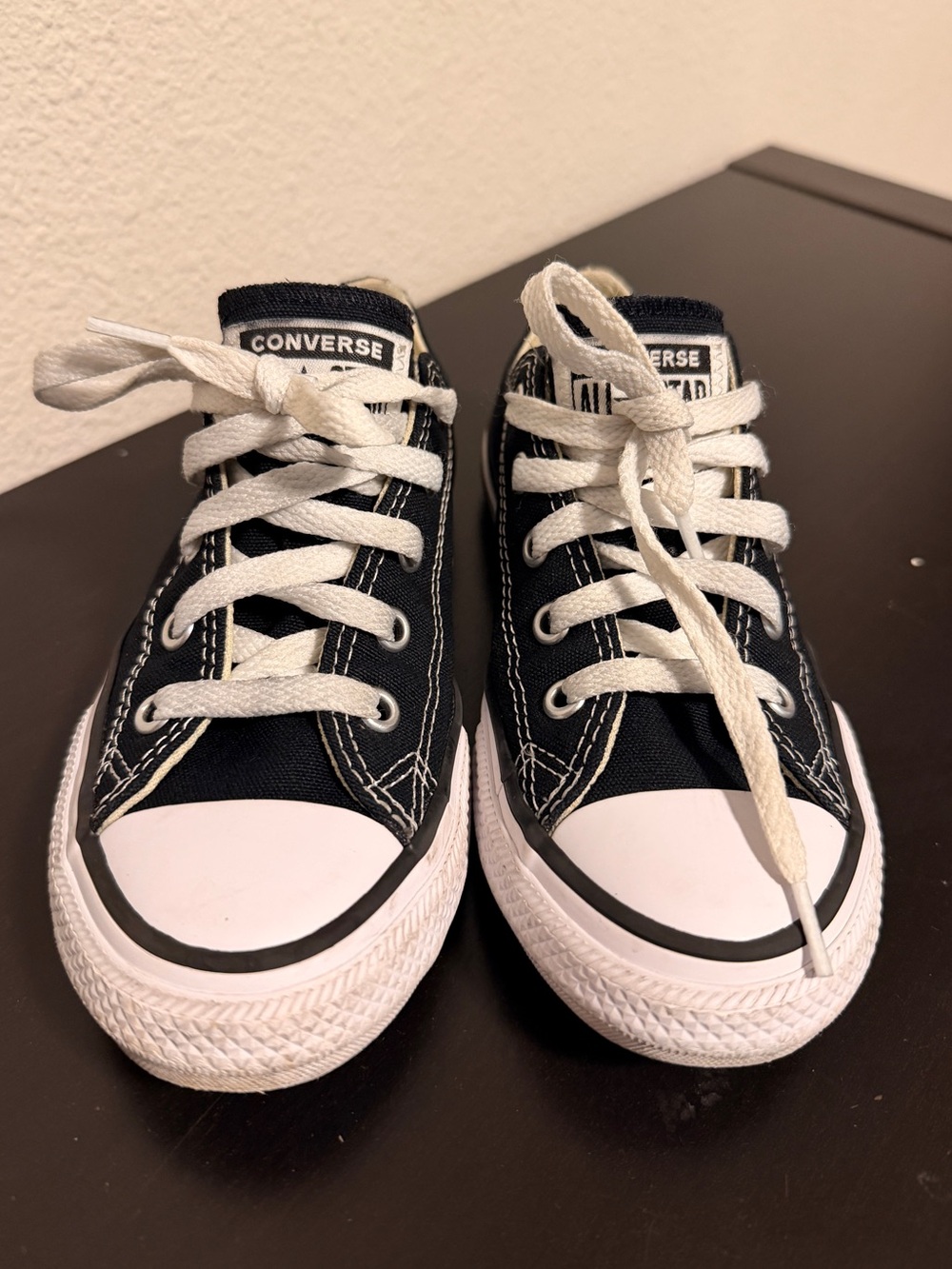 Converse Kids Low Top Sneakers in Black and White - Picture 2 of 6